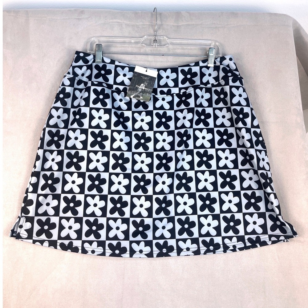 Niki XXL Women Skirt Blue White Checkered Floral Daisy Mini Skirt New Activewear